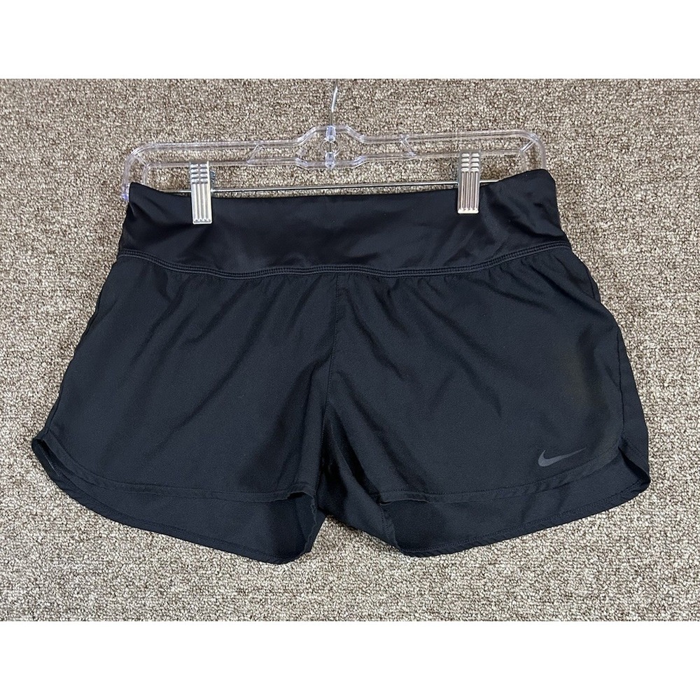 Nike Shorts Womens Small Black Running Lined Zip Pocket Athletic NESS9200-001